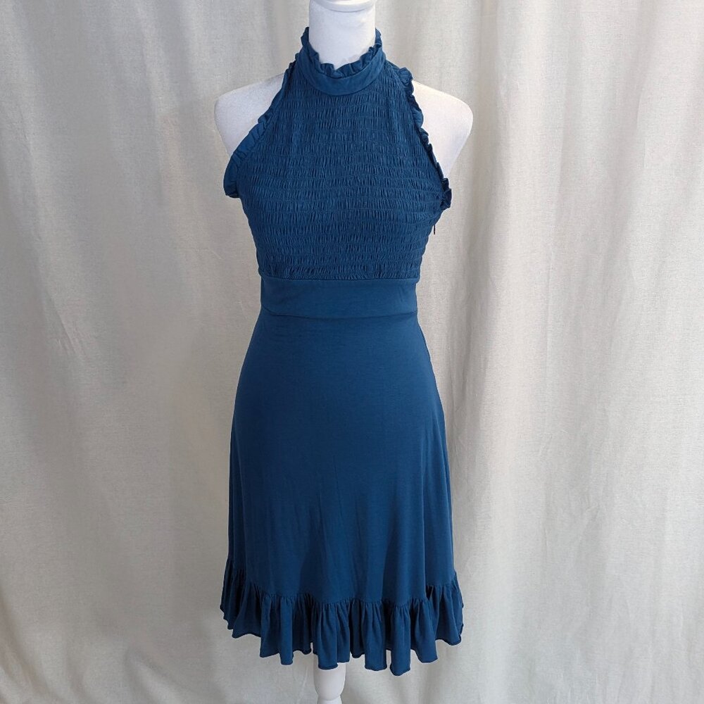 Betsey Johnson Size P (Small/Petite) Cerulean Blue Halter Dress *See notes
